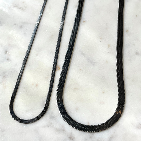 Thin Chrome Herringbone Necklace