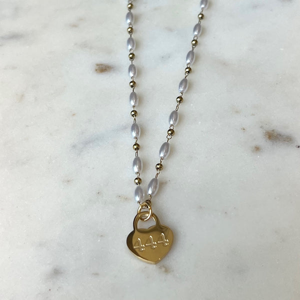Pearl Heart Angel Number Necklace