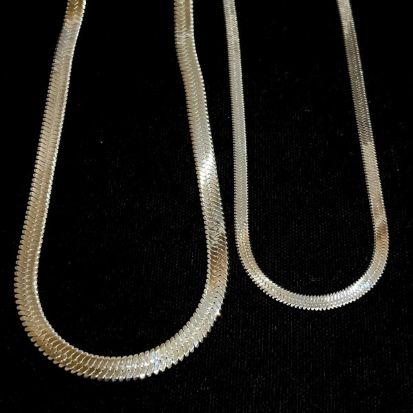 Thick Chrome Herringbone Necklace