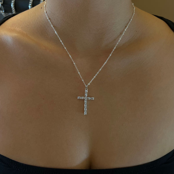 Diamond Chrome Cross Necklace