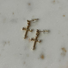 Load image into Gallery viewer, Pearl Cross Earrings
