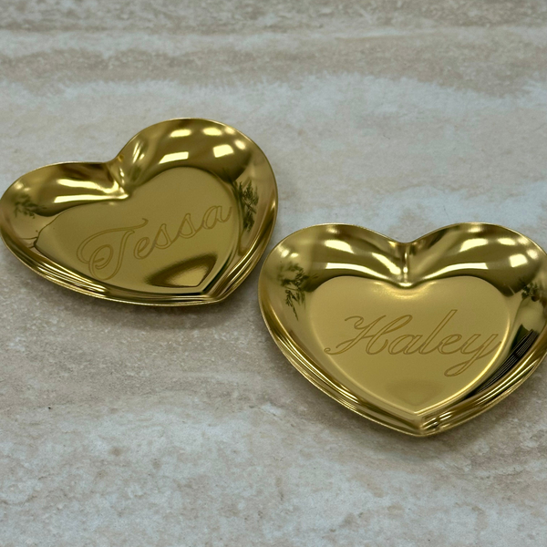 Engraved Gold Heart Tray