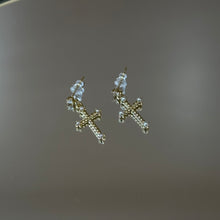 Load image into Gallery viewer, Pearl Cross Earrings
