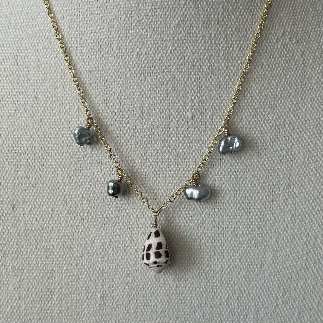 Keshi Hebrew Shell Necklace
