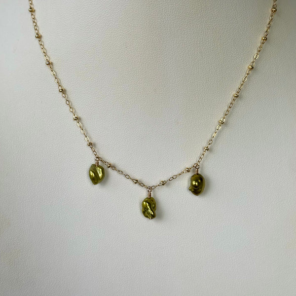Pistachio Keshi Pearl Necklace