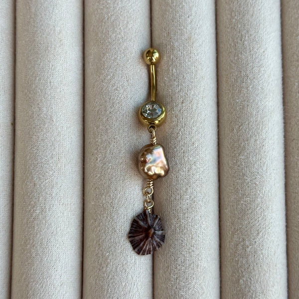 Opihi x Chocolate Keshi Pearl Piko Ring