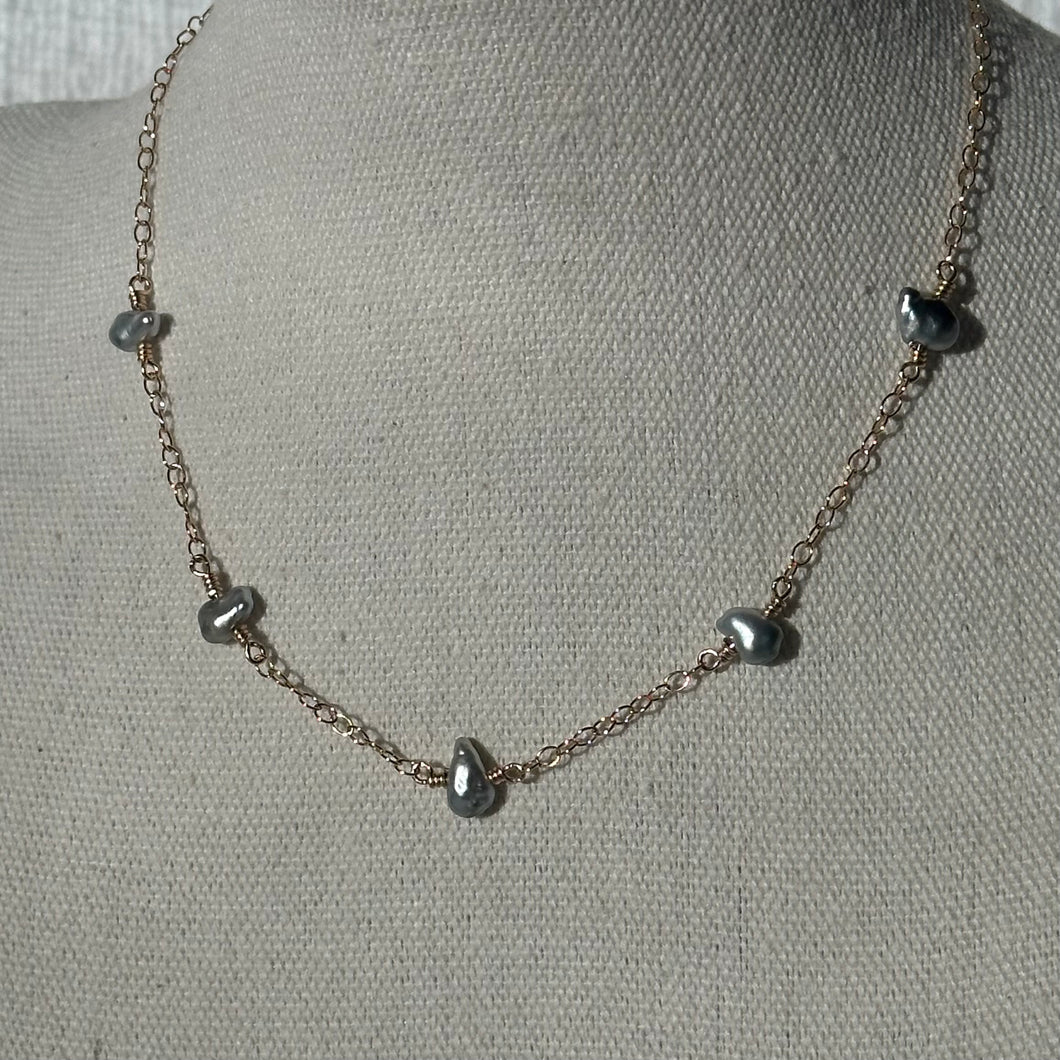 Five Pearl Keshi Necklace