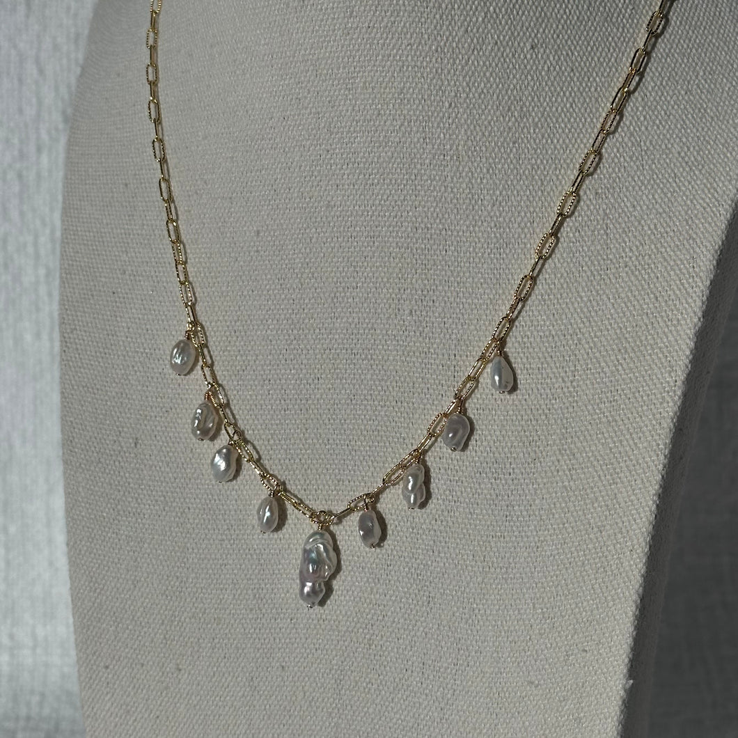 White Pearl Keshi Necklace