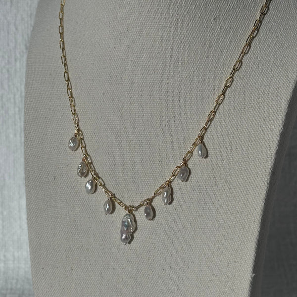 White Pearl Keshi Necklace