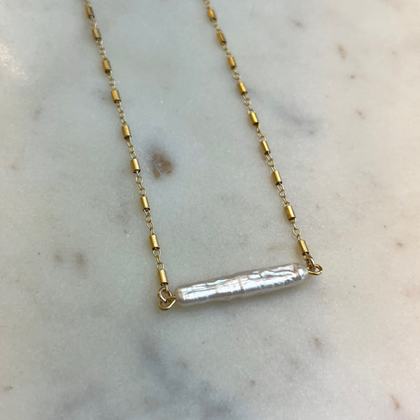 Mother Of Pearl Bar Necklace