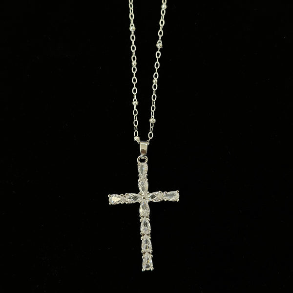 Diamond Chrome Cross Necklace