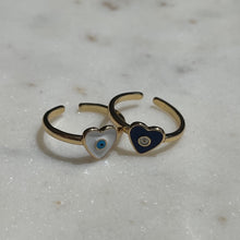 Load image into Gallery viewer, Blue Evil Eye Heart Ring
