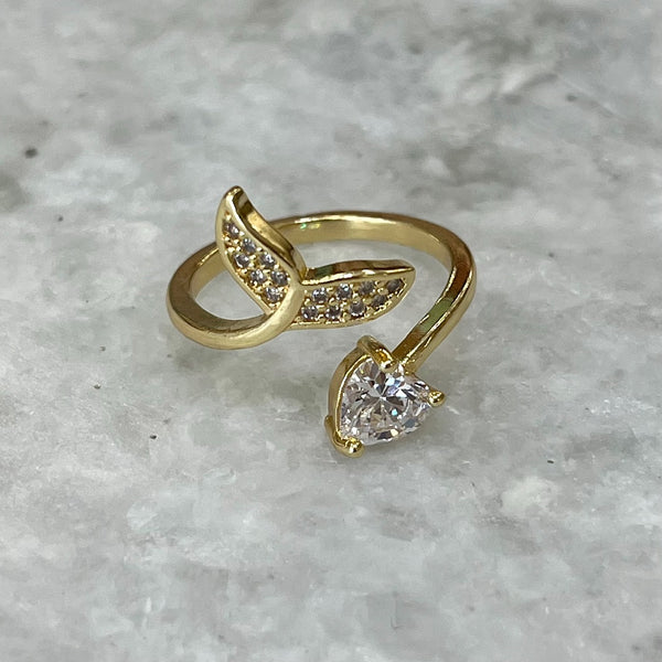 Whale Tale CZ Ring