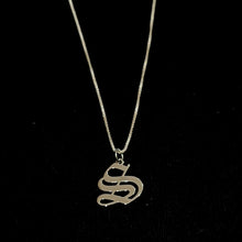Load image into Gallery viewer, Chrome Old English Initial Necklace
