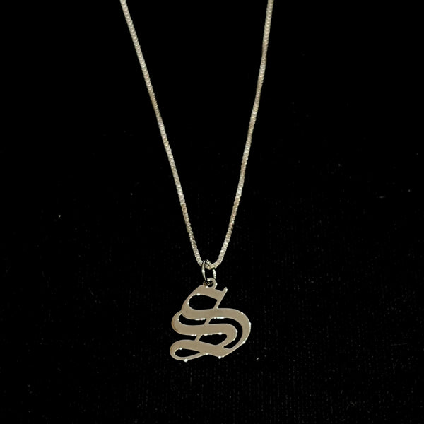 Chrome Old English Initial Necklace