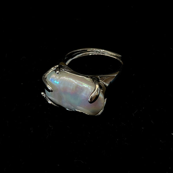 Molten Chrome Mother of Pearl Ring