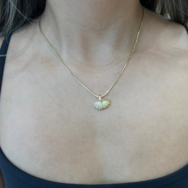 CZ Clam Shell Necklace