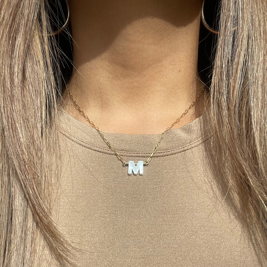 Mother of Pearl Initial Necklace